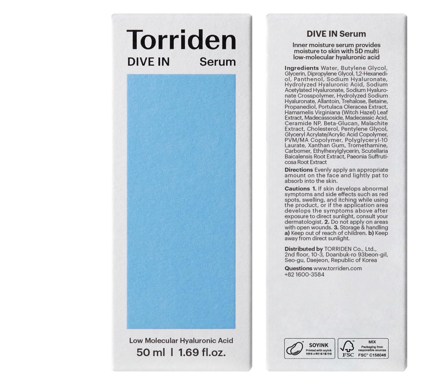 Torriden Dive-In Serum | Sérum hydratant à l'acide hyaluronique 50 ml