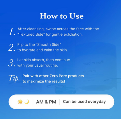 Medicube Zero Pore Pad 2.0 – Pads Exfoliants pour les Pores – 70 pads