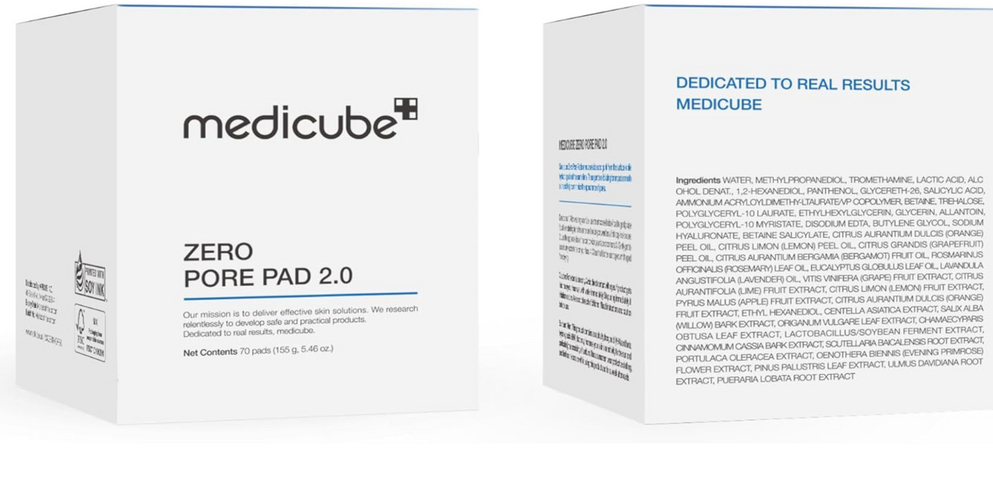 Medicube Zero Pore Pad 2.0 – Pads Exfoliants pour les Pores – 70 pads